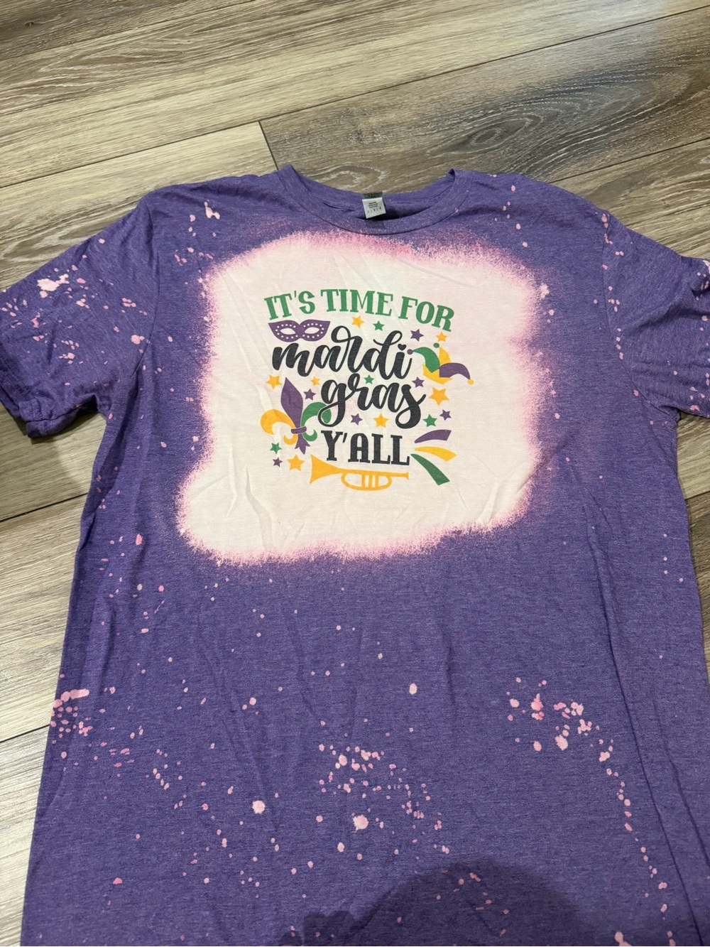 Gildan Purple Mardi Gras Graphic Tee with Green & Gold Accents
